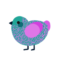 (unnamed), a turquoise and orchid chicken with a double-lace pattern