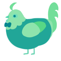 Ectoplasm Jr, a turquoise and spring chicken with a head pattern