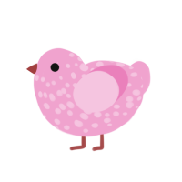 Valentine, a pink chicken with a speckle pattern