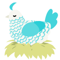 A white and aqua chicken with a lace pattern