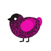 (unnamed), a sable and fuchsia chicken with a double-lace pattern