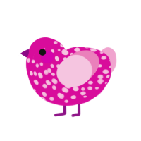 Princess Bubblegum, a fuchsia and pink chicken with a speckle pattern