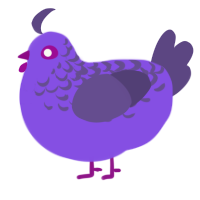 Evil Grape Gummies, a blurple and overcast chicken with a half-lace pattern