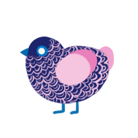 Honorable Mention, a navy and pink chicken with a double-lace pattern