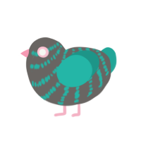 (unnamed), a grey and turquoise chicken with a bar pattern