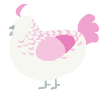 God Bless Pink, a white and pink chicken with a half-lace pattern