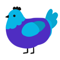 bluep, a indigo and cerulean chicken with a head pattern