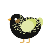 (unnamed), a black and lemon chicken with a half-lace pattern