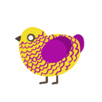 Fire, a yellow and plum chicken with a lace pattern