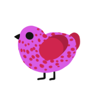 Bloodstained Barbie, a orchid and crimson chicken with a speckle pattern