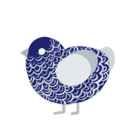 Lapis, a navy and mist chicken with a double-lace pattern