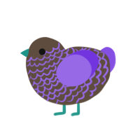 blurple turd, a bark and blurple chicken with a lace pattern