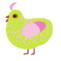 (unnamed), a lime and pink chicken with a speckle pattern