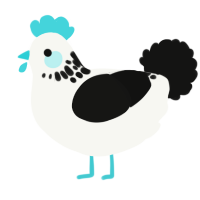 Seaglass, a white and black chicken with a neck-speckle pattern