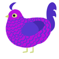 twin 1, a amethyst and indigo chicken with a lace pattern