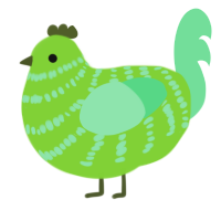 Bug, a grass and spring chicken with a bar pattern