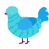 Aquamarine, a aqua and sky chicken with a bar pattern