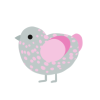 Deneb, a silver and pink chicken with a speckle pattern