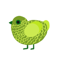 Greenmon, a chartreuse and lime chicken with a lace pattern