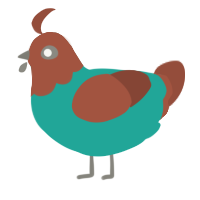 RetroArch Pirate, a turquoise and russet chicken with a head pattern