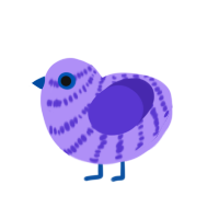 Tou, a lilac and indigo chicken with a bar pattern