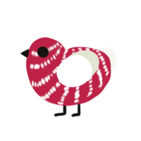 Another step closer, a crimson and white chicken with a bar pattern