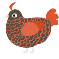 tabasco turd, a bark and vermilion chicken with a lace pattern