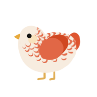 (unnamed), a cream and vermilion chicken with a half-lace pattern