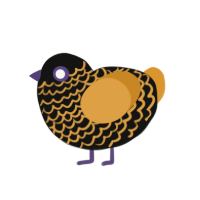 Royal Gold, a black and orange chicken with a lace pattern