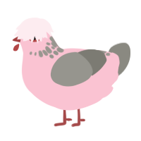 Pinkidots, a rose and ash chicken with a neck-speckle pattern