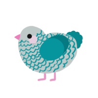 Melangée, a silver and teal chicken with a lace pattern