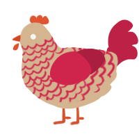 (unnamed), a beige and crimson chicken with a lace pattern