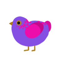 (unnamed), a blurple and fuchsia chicken with a neck-speckle pattern