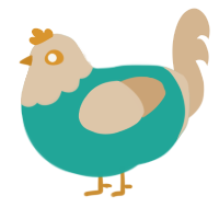 Tidepool, a turquoise and beige chicken with a head pattern