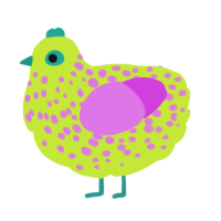 Patient Zero, a lime and orchid chicken with a speckle pattern