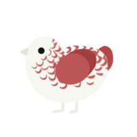 The Left Shoe, a white and red chicken with a half-lace pattern