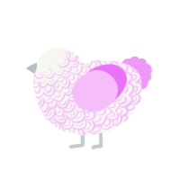 Consumed by Lavender, a white and lavender chicken with a double-lace pattern