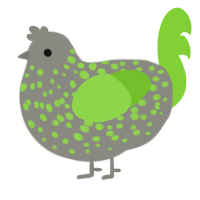 Mossy Cobblestone, a ash and grass chicken with a speckle pattern