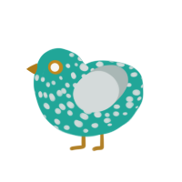 Tealio, a turquoise and silver chicken with a speckle pattern