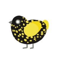 black and yellow, a sable and yellow chicken with a speckle pattern