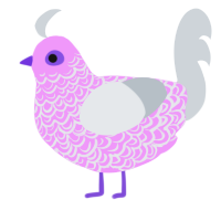 Little Women, a lavender and mist chicken with a double-lace pattern