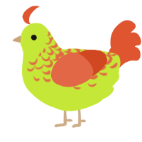 (unnamed), a lime and vermilion chicken with a half-lace pattern