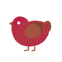 choc cherry, a crimson and russet chicken with a lace pattern