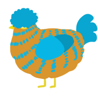 (unnamed), a orange and cerulean chicken with a bar pattern