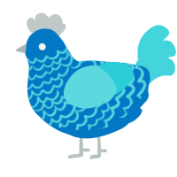 Cascade, a sapphire and aqua chicken with a lace pattern