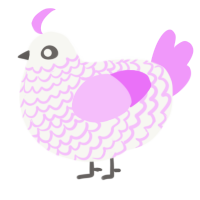 A white and lavender chicken with a lace pattern