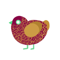 Lelyse, a maroon and gold chicken with a double-lace pattern