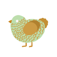 Synew, a gluppy and gold chicken with a lace pattern