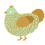 Synew, a gluppy and gold chicken with a lace pattern