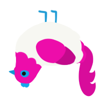 Paper Cup, a white and fuchsia chicken with a head pattern